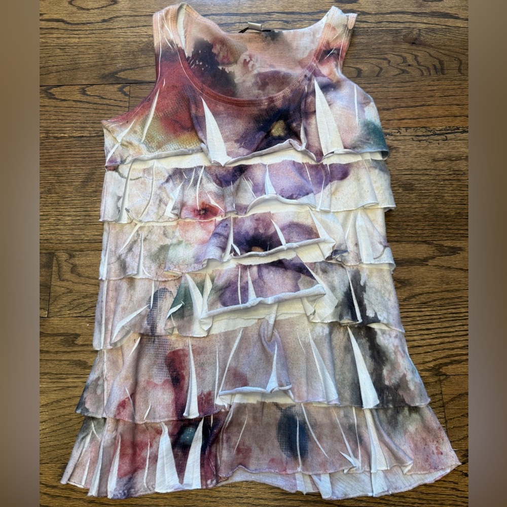 Coldwater Creek Abstract Print Sleeveless Tiered Top – XS (4) – Good Condition
